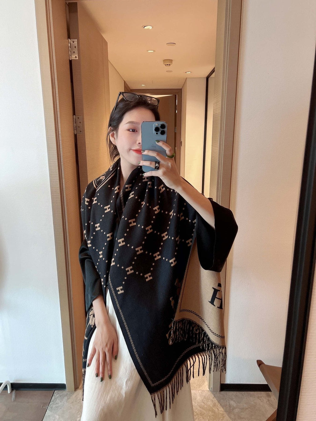 Hermès Fringed Logo Scarf — model