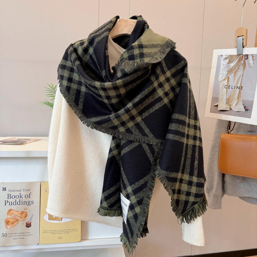 Burberry Plaid Fringed Scarf — model